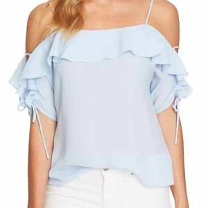 Light blue cold shoulder crepe blouse CeCe XS